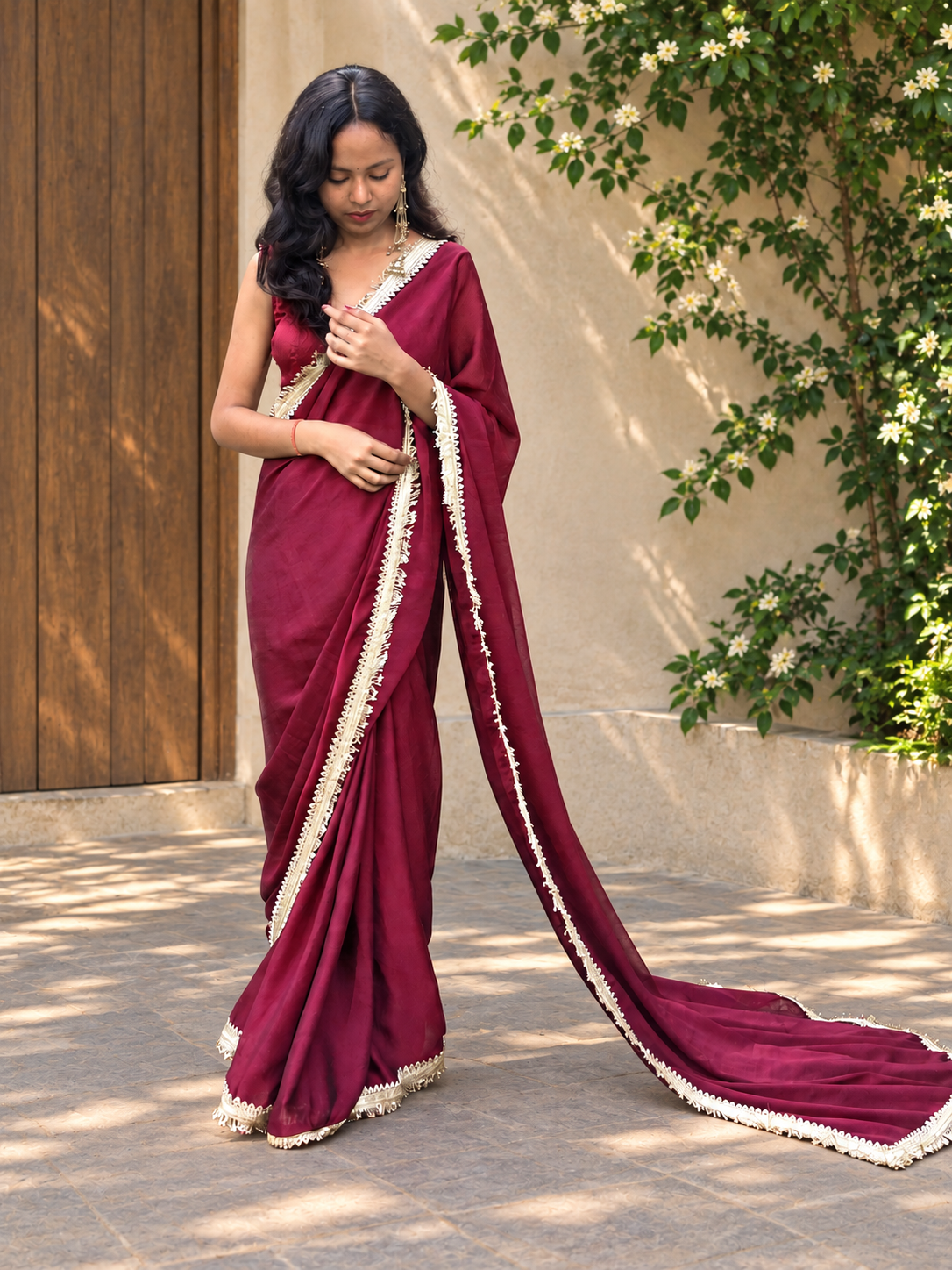 WINE IN BLOOM SAREE