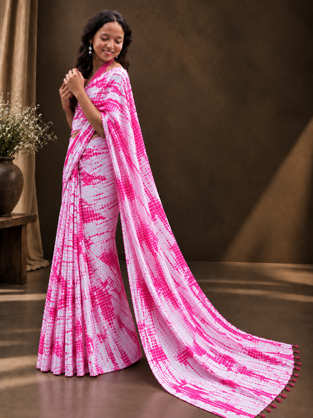 Blush to Bloom Strokes Saree